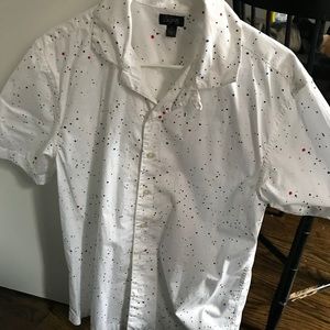 City Streets White Paint Splatter Button Down S